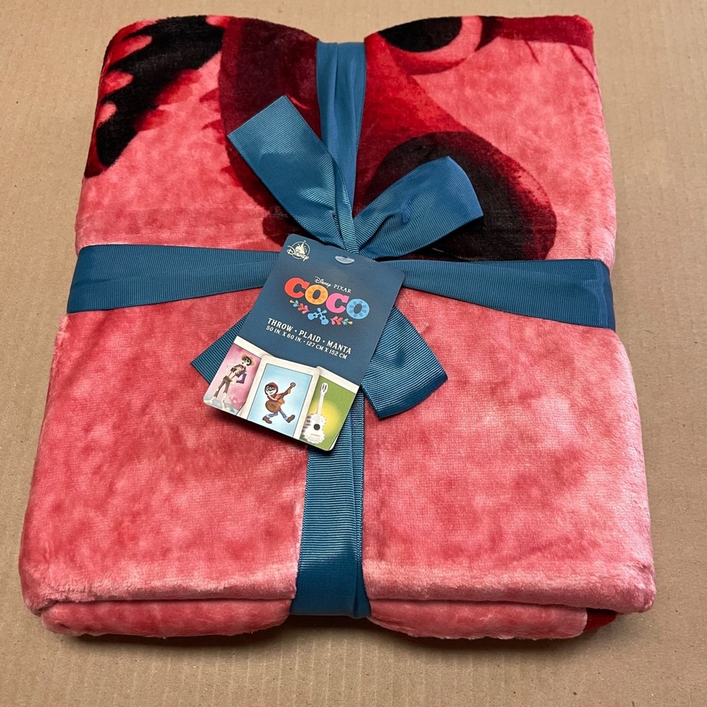 Disney Parks Pixar Coco Dante Plaid Plush Fleece Throw Blanket 50x60 New Tag